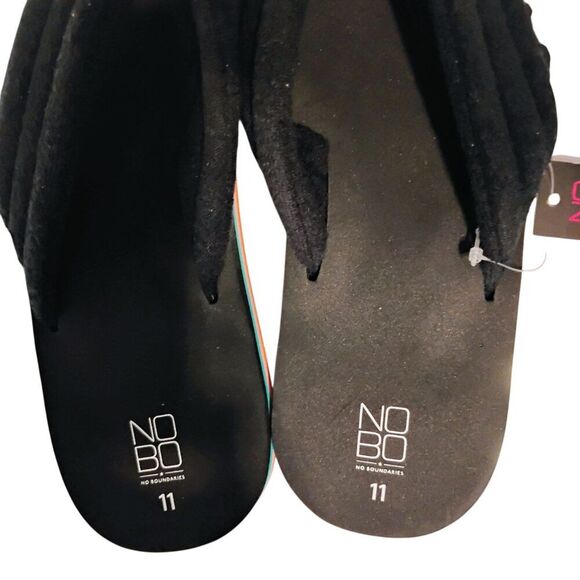 Sandals Platform Thong Toe Terry Cloth Foam Stripe Flip Flop Comfy Coral Teal 11 - Picture 4 of 8